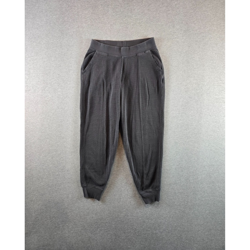 Pact Waffle Knit Joggers Womens L Charcoal Gray Organic Cotton Thermal‎ Lounge